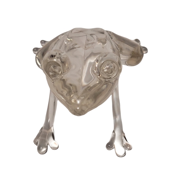 Clear Glass HAND BLOWN FROG Figurine Paperweight - Picture 3 of 8